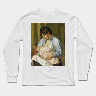 A Woman Nursing a Child by Auguste Renoir Long Sleeve T-Shirt